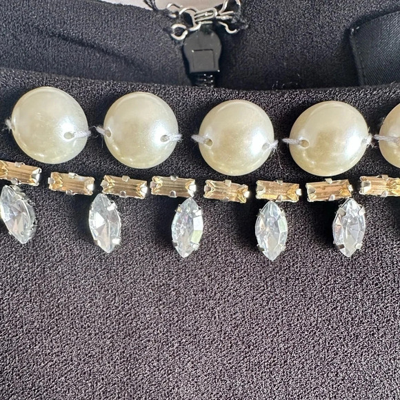 Dennis By Dennis Basso Black occasion Dress S6  Rhinestone embellished neckline - Picture 3 of 5